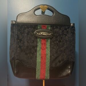 Gucci Monogram Horsebit Black Velvet Tote
